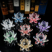 Figurines de lotus en verre cristal, artisanat, bureau de salon, comptoir à bijoux, décorations créatives, articles ménagers chinois
