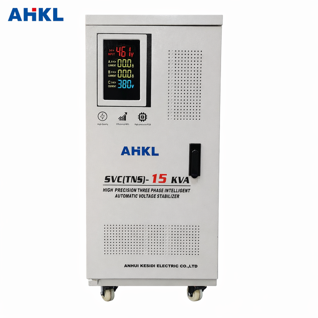 TNS-15KVA Three Phase Automatic AC Voltage Stabilizer 300-450V Input 380V±2% Output LCD Display Servo Type / Servo Motor