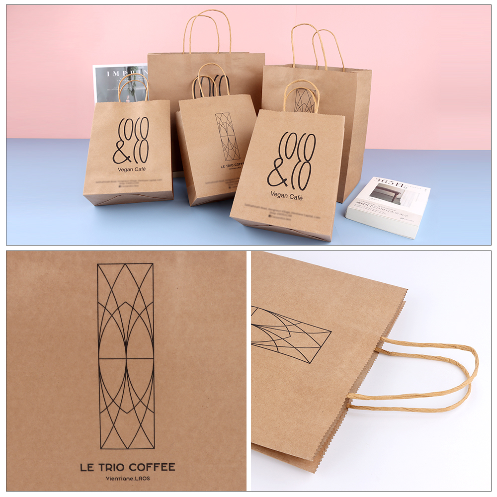 biodegradable custom print kraft clothing packaging paper bag with handle paper shopping bag with your logo for clothing shopPopular