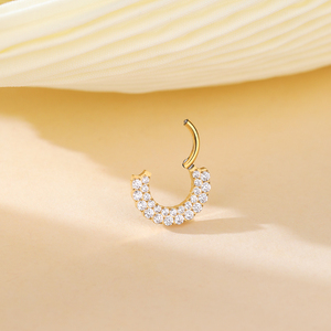 Anillo de Segmento Articulado para Septum de Titanio ASTM F136 Chapado en Oro con Doble Capa y Circonitas, Joyería para Piercing Corporal - Product Image 3