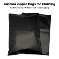 Sac d'emballage pour vêtements réutilisable avec logo personnalisé GRS, noir givré, fermeture éclair, pour marque de vêtements, emballage e-commerce