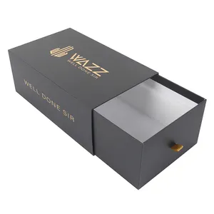 WALKIN High Quality Black Custom Logo Printed Luxury Jewellery Phone Case Rigid Drawer Sliding Gift Packaging Box