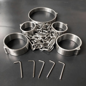 Manette e Cavigliere in Acciaio Inossidabile Nere Nuove di Zecca e Collare, Giocattoli <span class=keywords><strong>BDSM</strong></span> per Adulti - Product Image 6