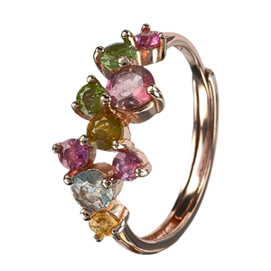 Charming <b>Rose</b> Gold Plated 925 Sterling Silver Gemstone Ring with Natural Tourmaline for Women-Wedding Engagement Birthday Gift - Product Image 3