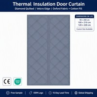 Rideau de porte en coton isolant thermique à aimants, coupe-vent matelassé à motif losanges, épais pour l'hiver, chambre et salon
