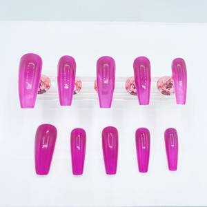 Faux ongles longs en forme de cercueil, effet ombré, 10 pièces, finition brillante - Product Image 4