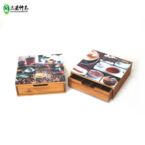 Caja de almacenamiento creativa de bambú con compartimentos para frutos secos, bolsitas de té multifuncionales y almacenamiento de aperitivos, venta al por mayor. - Product Image 1