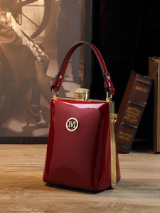 Sac à main en cuir verni polyvalent et sobre, sac à main brillant pour téléphone portable pour femmes, petit sac à main, sac à bandoulière - Product Image 5