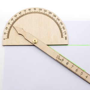 Regla de ángulo de 180 grados de madera para niños, juguete educativo de ciencia DIY, modelo de transportador, forma geométrica, control manual - Product Image 4