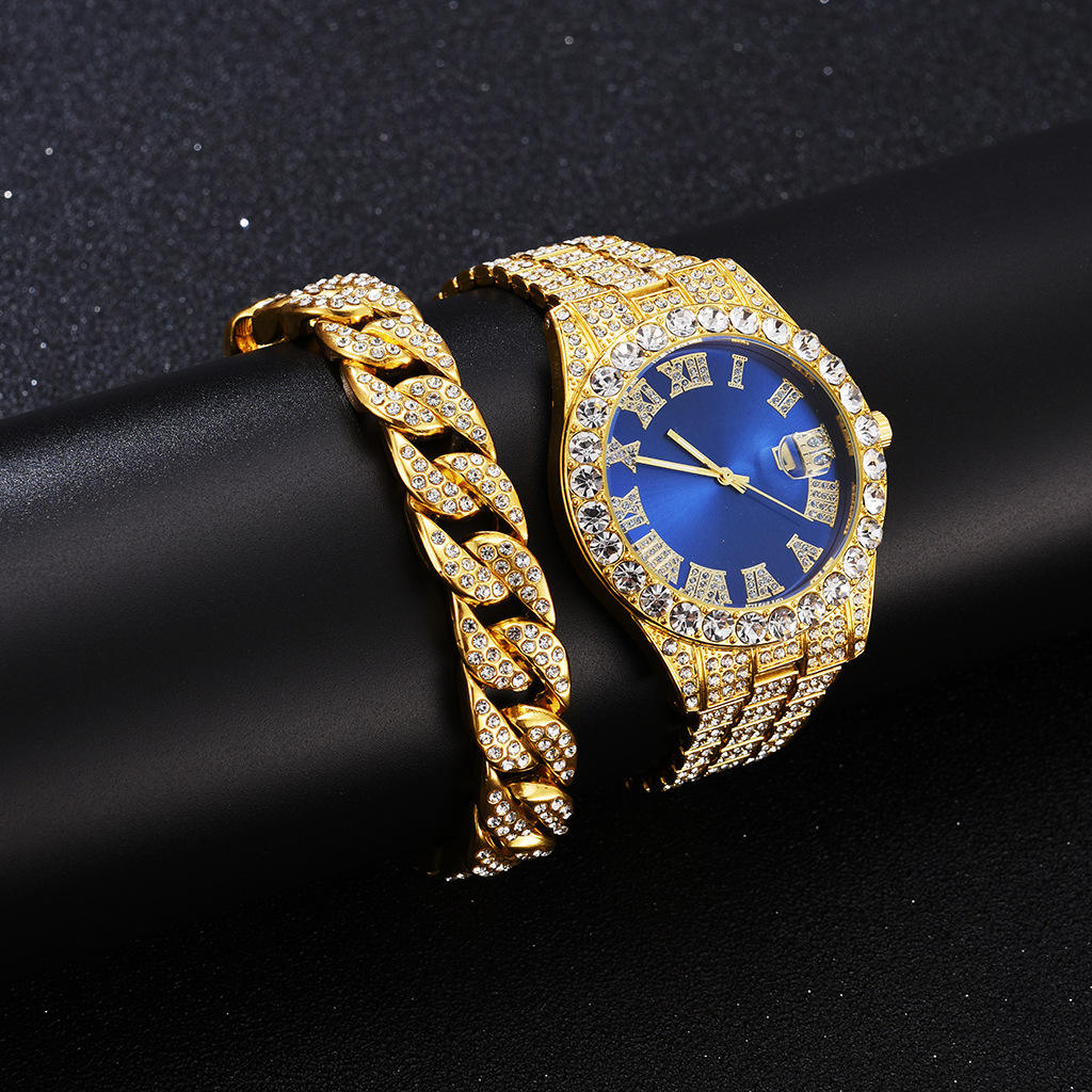 Fashion Gold Plated HipHop Iced Out Micro Cz Full Diamond Watch