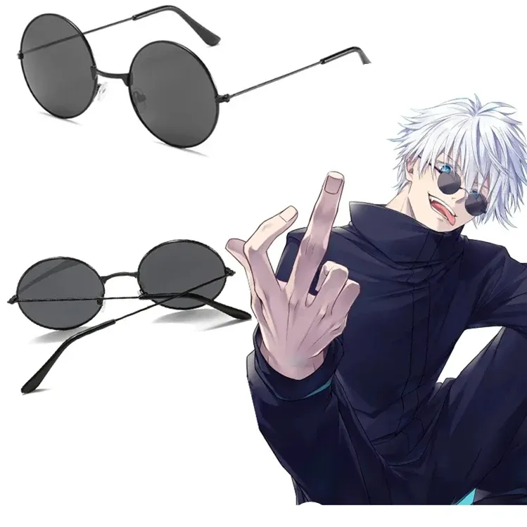 Óculos decorativos para anime Jujutsu Kaisen Satoru Gojo, novo metal artesanal 2024 com 6 estilos de lentes TAC