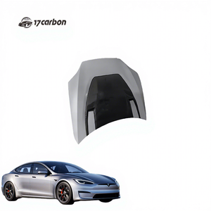 Nuevo Kit <span class=keywords><strong>de</strong></span> Capó Delantero Estilo V en Fibra <span class=keywords><strong>de</strong></span> Carbono Húmeda Negra para Tesla Model S Plaid 2023-2025 - Product Image 1