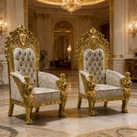 Chaises Trônes Modernes Blancs Roi et Reine Lion, Faits Main en Acrylique, Design Européen Antique, Réglables, pour Dîner, Hôtel, Location Mariage