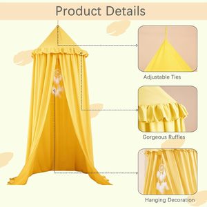 Tende a <span class=keywords><strong>baldacchino</strong></span> gialle da principessa, misure Twin, Full, Queen, tenda a soffitto a forma di castello, <span class=keywords><strong>baldacchino</strong></span> per <span class=keywords><strong>letto</strong></span> per bambini, decorazione per la cameretta delle ragazze - Product Image 5