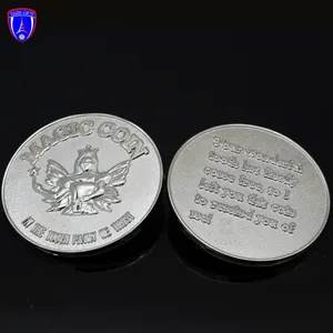 Moeda de fada personalizada 3d, moeda de metal personalizada de prata 3d