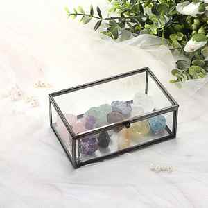 Caja de Recuerdos de Vidrio Ecológica y Libre de Plomo con Bordes Metálicos Resistentes para Almacenamiento de Accesorios Pequeños y Colecciones Personales - Product Image 1