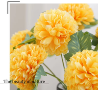Fleur artificielle en soie en gros, chrysanthème boule 29 cm à tige courte, fausse pompon pour la décoration de la maison, des événements et de la vente au détail, vente en gros