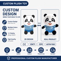 Peluche Panda Personnalisée OEM, Animal en Peluche avec Tenue Rayée de Marin, Broderie de Logo, Fidélité 1:1, CE, Vente en Gros