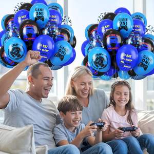 Ballons de fête sur le <span class=keywords><strong>thème</strong></span> des <span class=keywords><strong>jeux</strong></span> <span class=keywords><strong>vidéo</strong></span>, bleus et noirs, confettis, ballons imprimés sur le <span class=keywords><strong>thème</strong></span> des <span class=keywords><strong>jeux</strong></span>, décorations, ballons en latex pour <span class=keywords><strong>jeux</strong></span>, fournitures de fête - Product Image 2