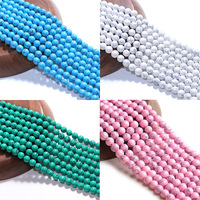 Perles rondes lisses en pierre naturelle turquoise de 4 à 12 mm, couleurs mélangées, pour la création de bijoux DIY, bracelets, colliers, artisanat