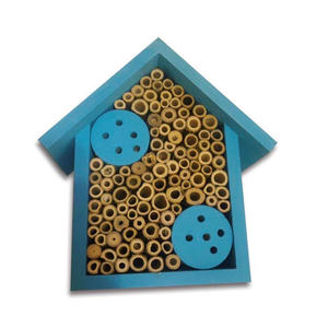 บ้านผึ้งเมสันโรงแรมผึ้งสีฟ้ากลางแจ้งสำหรับสวนและลานรังไม้ไผ่ทำมือสำหรับผึ้งผีเสื้อและเต่าทอง - Product Image 3