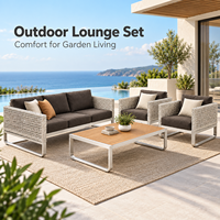 Outdoor-Möbelset 4-teilig, Aluminium-Sofa mit Couchtisch für Garten, Terrasse und Resort