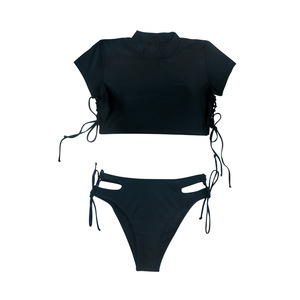 Maillot de bain <span class=keywords><strong>bikini</strong></span> personnalisé pour femmes t-shirt de style sportif couvrir maillot de bain de couleur contrastée ensemble de trois pièces <span class=keywords><strong>Bikini</strong></span> - Product Image 5
