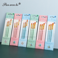 Panwenbo - Lot de 3 pinceaux professionnels pour artistes, poils en nylon, pinceaux pour peinture acrylique, huile et aquarelle
