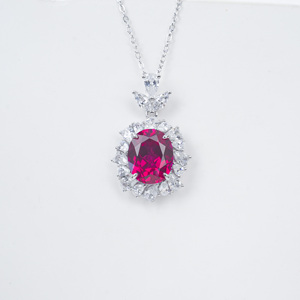 925 Sterling Silver Lab-Grown <b>Ruby</b> <b>Necklace</b> - Product Image 1