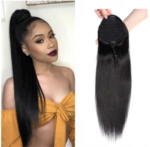 Letsfly Wholesale Drawstring/Wrap Around Ponytail 9A 10A 30inch Brazilian Virgin Human <b>Hair</b> <b>Extension</b> <b>Black</b> Woman 100%Human <b>Hair</b> - Product Image 1