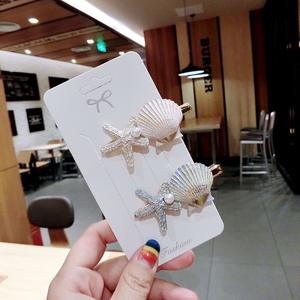 โบว์ติดผมรูปเปลือกหอยปลาดาวสำหรับเด็กผู้หญิงทำจากลมทะเลอุปกรณ์ตกแต่งผมสุดน่ารัก - Product Image 3