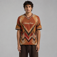 Camiseta de Fútbol Personalizada con Diseño Zigzag en Tonos Tierra, Estilo Retro, Ropa Deportiva Étnica, Maillot de Foot