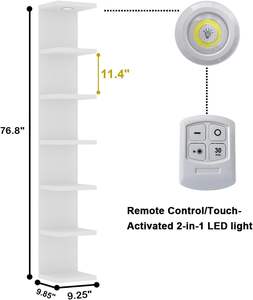 Étagère murale moderne carrée en bois, étagère flottante laquée blanche avec lumière LED à télécommande pour livres - Product Image 3