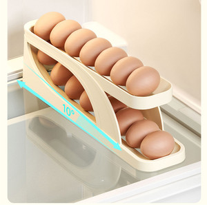 Double Tier Eco-Friendly Plastic Multifunction Space Saving Automatic <b>Rolling</b> Standing Non-Folding Refrigerator Storage <b>Holder</b> - Product Image 1