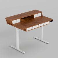 PRORIALS Bureau assis-debout électrique double couche 1,2 m, à moteur unique, réglable en hauteur, en métal durable, ergonomique, avec tiroir pour ordinateur de bureau