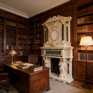 Statue de cheminée en marbre beige à deux étages, sculptée à la main, style <span class=keywords><strong>moderne</strong></span> - Product Image 4