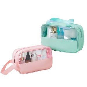 Bolsa de maquillaje portátil de gran capacidad con organizador frontal transparente para cosméticos y artículos de aseo - Product Image 5