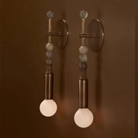 Applique Murale Vintage en Laiton et Marbre, Luminaire Moderne en Verre Cristal pour Chambre à Coucher, Chevet, Villa de Luxe, Couloir d'Hôtel, Décoration Intérieure