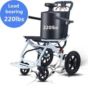 Sedia a rotelle portatile Ultra leggera pieghevole freno a mano per anziani trolley da viaggio disabile sedia medica - Product Image 6