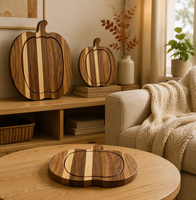 Bandeja para servir de calabaza hecha a mano, de madera maciza de acacia con vetas a rayas de dos tonos, juego de tabla de quesos, regalo para entretenimiento festivo