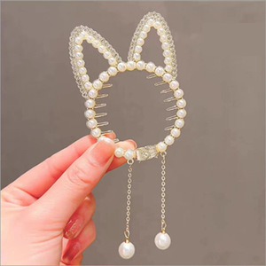 Pince à cheveux tendance en forme de fleur pour queue de cheval, chignon ou <span class=keywords><strong>coiffure</strong></span> bouclée, avec strass en cristal et perles - Product Image 5