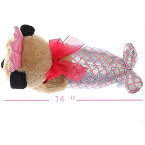 Kawaii Zeemeermin Kostuum Liegende Hond Gekleed Vis Staart Outfit <span class=keywords><strong>Pug</strong></span> Geschenken Kinderen <span class=keywords><strong>Bed</strong></span> Decor 14 Inch Schattige Pluche Custom Knuffel Speelgoed - Product Image 2