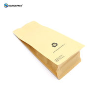Sachet d'emballage de café en papier kraft de haute qualité avec valve de dégazage et fermeture Ziplock, fond plat, pour café torréfié