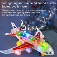 Jouet bon marché Roue électrique universelle pour enfants Jouet d'avion à engrenages transparents avec lumière 3D Modèle d'avion Bump Go pour tout-petits