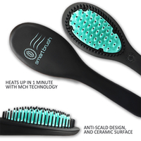 Brosse lissante chauffante professionnelle 2-en-1 pour femmes : brosse et peigne chauffants pour lisser les cheveux