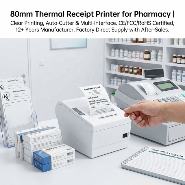 80mm POS Order Printer Auto Cutter 250mms USB LAN  WiFi for Restaurant Supermarket Retail Store Business