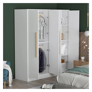 Armoire de chambre à coucher en bois moderne extensible à 4 portes, <span class=keywords><strong>grande</strong></span> <span class=keywords><strong>taille</strong></span>, <span class=keywords><strong>blanche</strong></span>, personnalisable, pour villa, à prix abordable - Product Image 1
