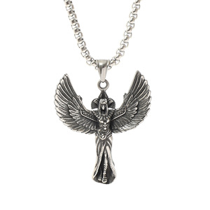 Yunnique-collar con colgante de ala de ángel de acero inoxidable para hombre, diseño geométrico, estilo Punk Retro - Product Image 1