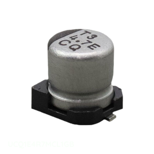 Distribuidor Autorizado de Condensadores de Montaje Superficial CAP ALUM 4.7UF 20% 25V SMD 4.7 uF UCQ1E4R7MCL1GB - Product Image 1