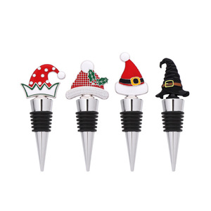 Christmas Themed Hat Shape Zinc Alloy <b>Wine</b> <b>Stopper</b> Santa Elf Witch Hat Decorative <b>Wine</b> Bottle <b>Stopper</b> For Xmas Party Gift - Product Image 1